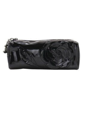 Chanel Camellia Enamel Black Pouch